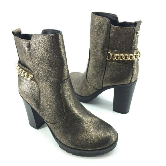 G by Guess Greedy Moto Boot Bootie Sz 9M Gold - Picture 3 of 8